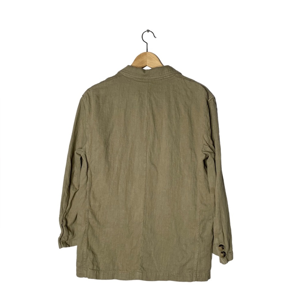 ZARA Green Linen Blend Button Blazer Jacket Women's Small - Picture 4 of 9